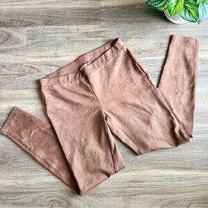 Marina Luna Faux Suede‎ Stretch Chocolate Brown Pull On Leggings – Size 6